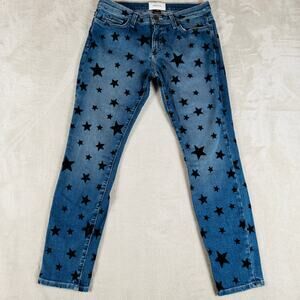 Current Elliott Jeans Women 29 Medium Wash Blue Denim Stiletto Star Flocked Star